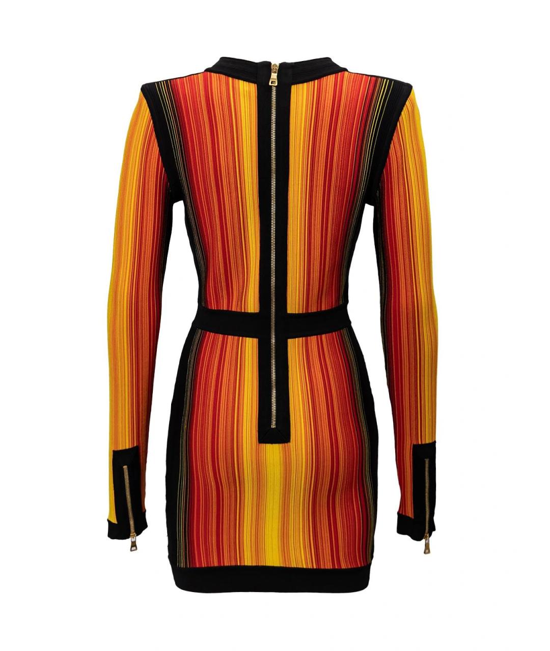 BALMAIN Оранжевое вискозное повседневное платье, фото 2