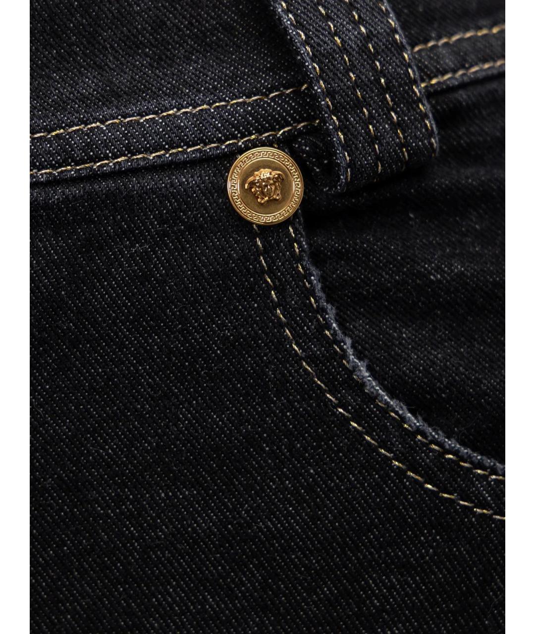 VERSACE Черные хлопковые прямые джинсы, фото 3