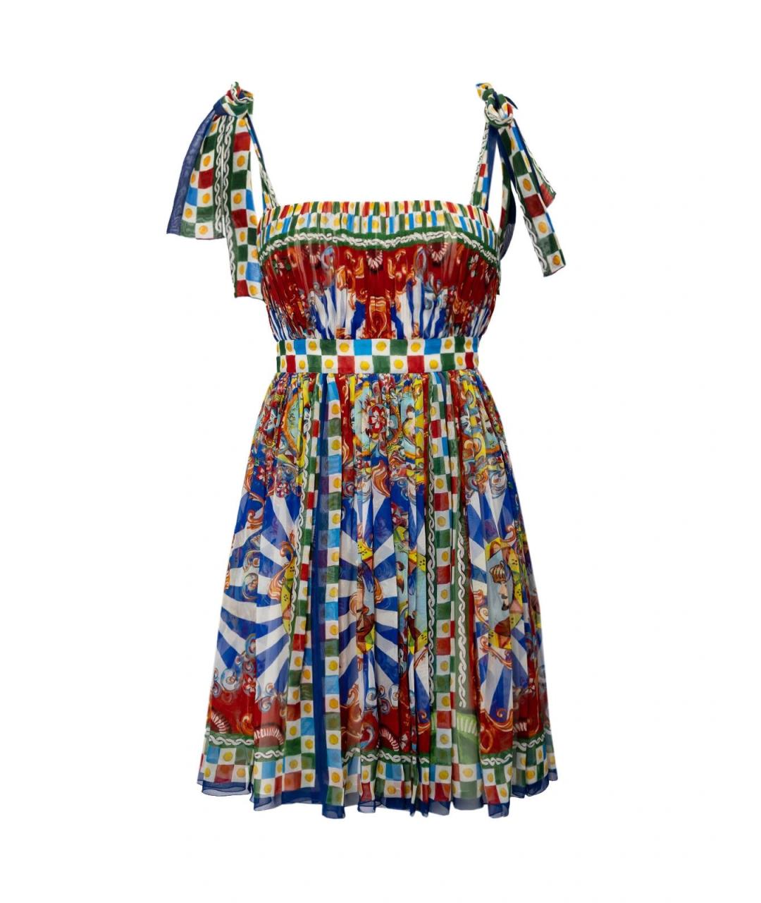 DOLCE&GABBANA Мульти шелковое повседневное платье, фото 4