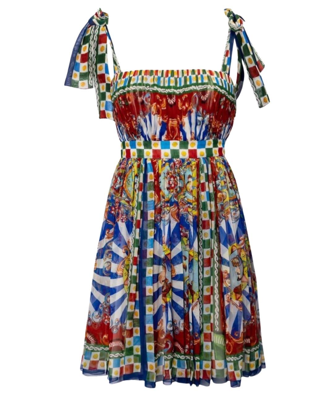 DOLCE&GABBANA Мульти шелковое повседневное платье, фото 1