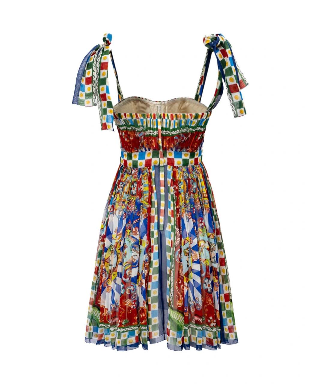DOLCE&GABBANA Мульти шелковое повседневное платье, фото 2