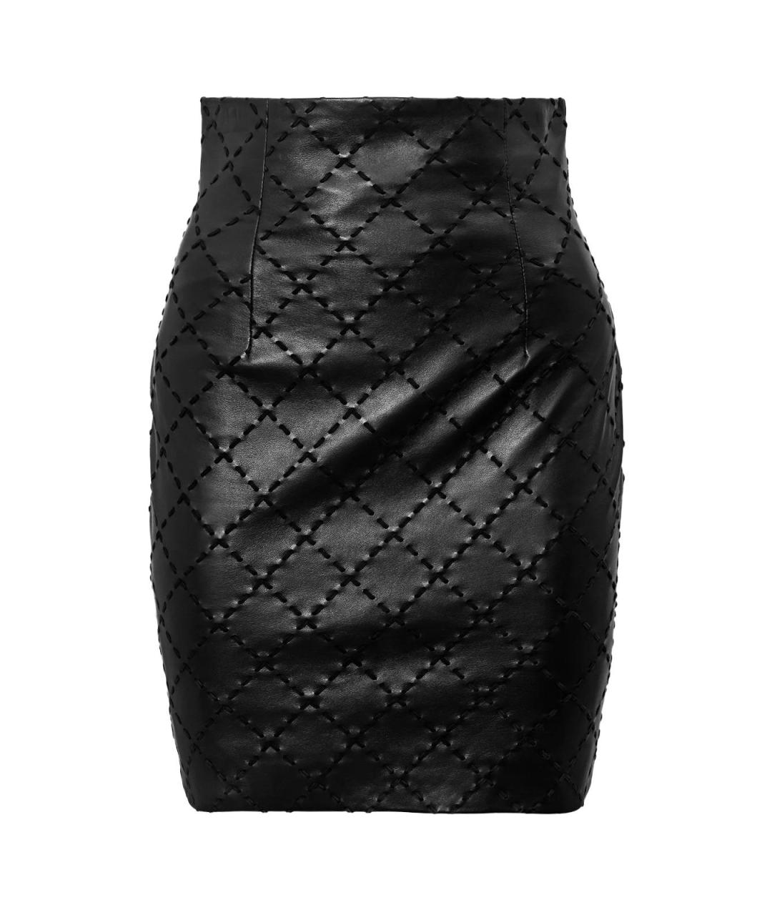 BALMAIN Черная кожаная юбка миди, фото 4