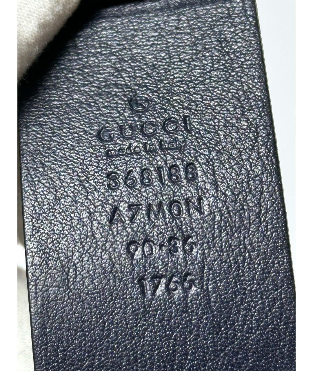GUCCI Темно-синий кожаный ремень, фото 7