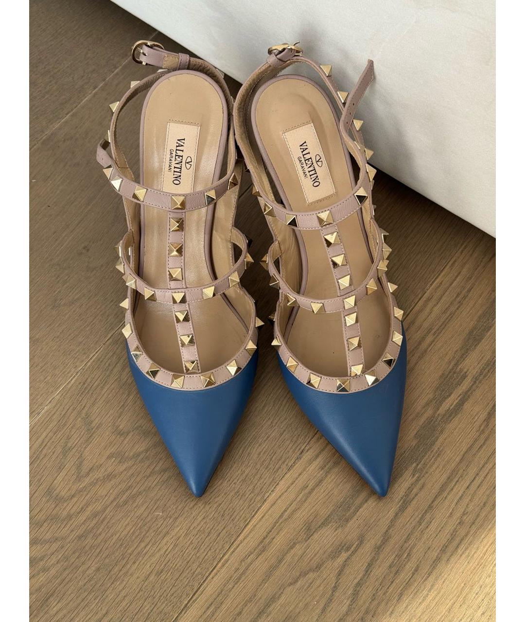 VALENTINO Синие кожаные босоножки, фото 3
