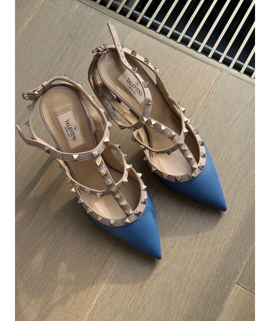 VALENTINO Синие кожаные босоножки, фото 6