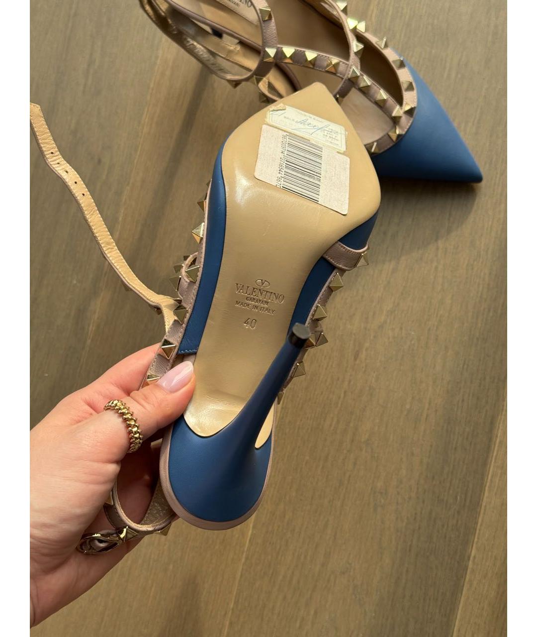 VALENTINO Синие кожаные босоножки, фото 5