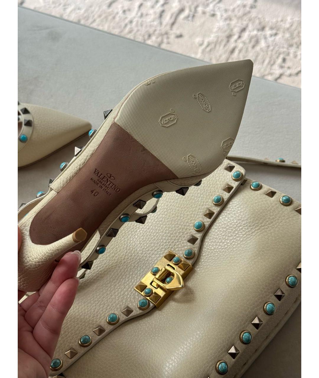 VALENTINO Белые кожаные босоножки, фото 4
