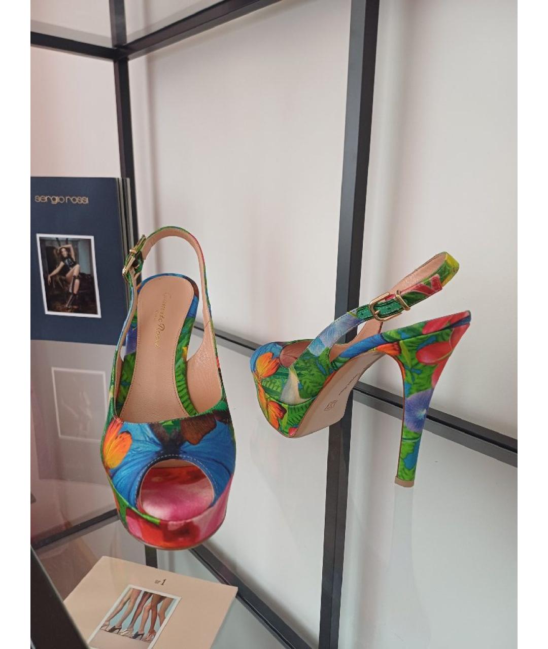 GIANVITO ROSSI Мульти текстильные босоножки, фото 4