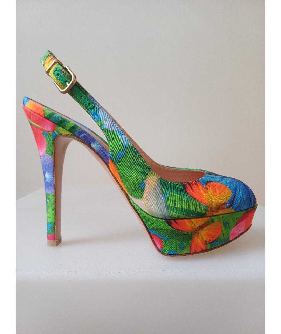 GIANVITO ROSSI Мульти текстильные босоножки, фото 10