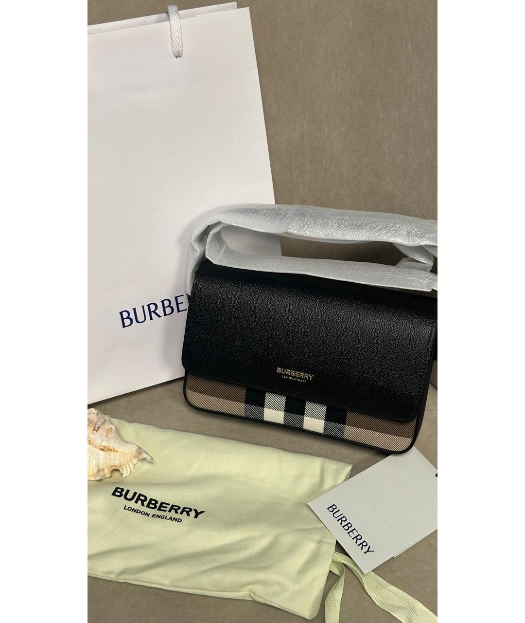 BURBERRY Черная кожаная сумка через плечо, фото 4