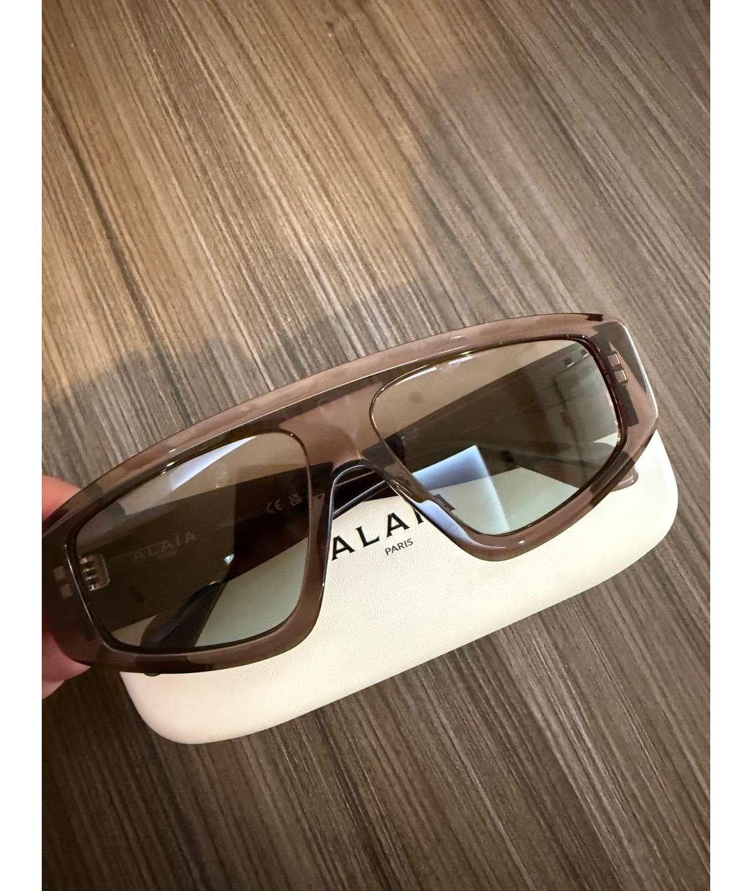 ALAIA Коричневые пластиковые солнцезащитные очки, фото 2