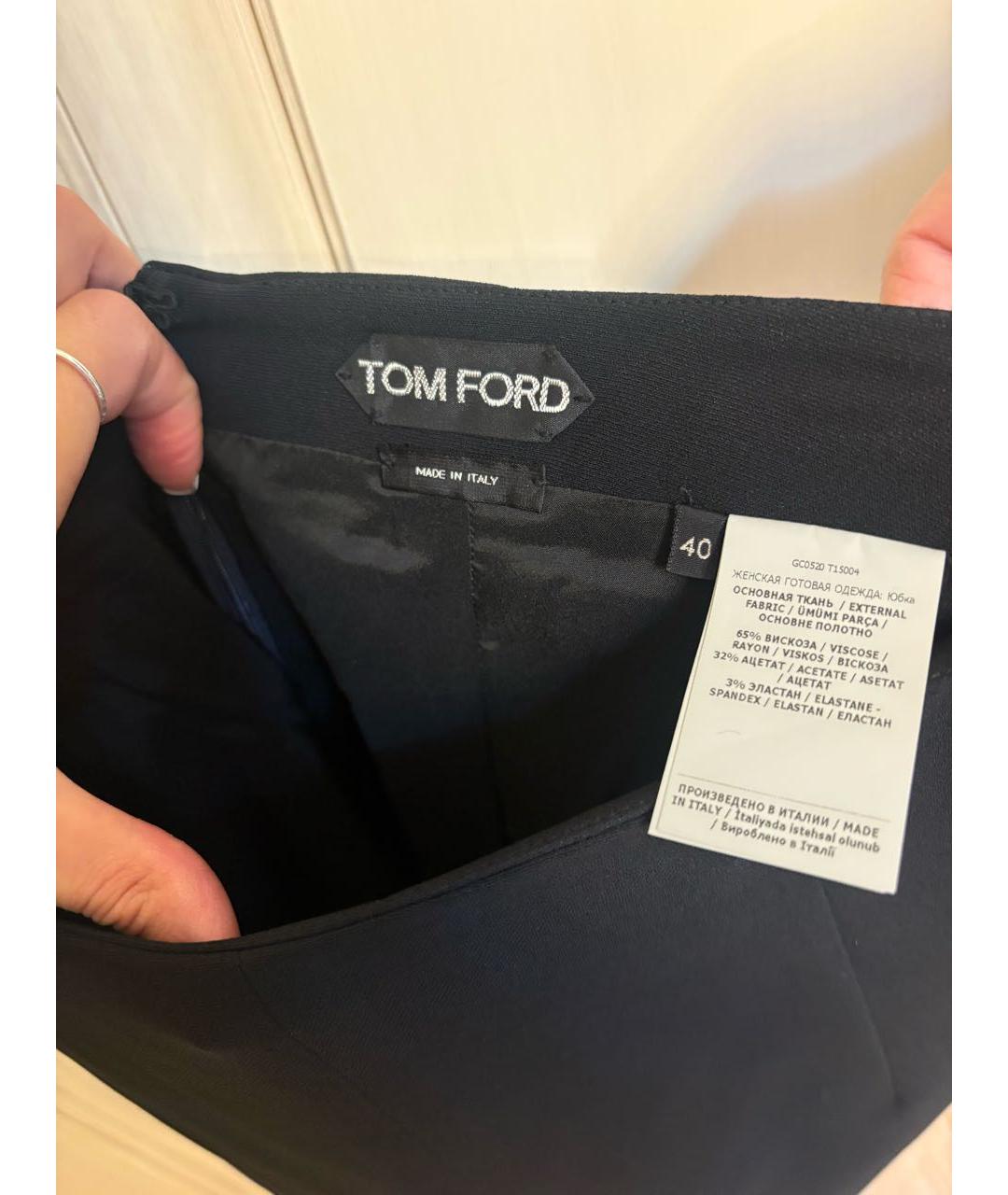 TOM FORD Черная вискозная юбка мини, фото 3