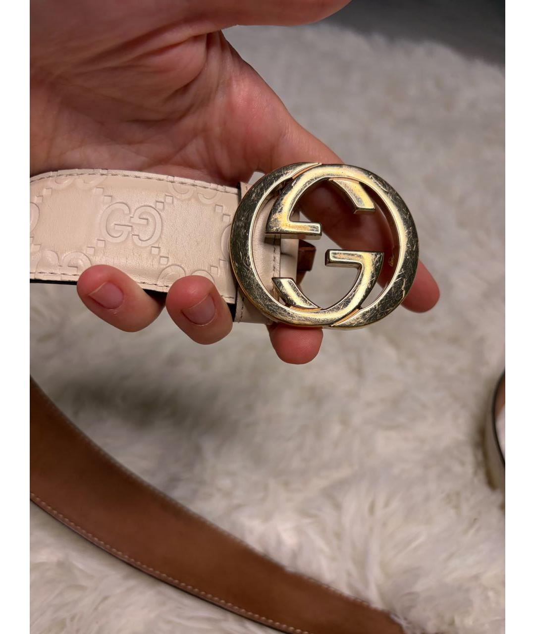 GUCCI Белый кожаный ремень, фото 5
