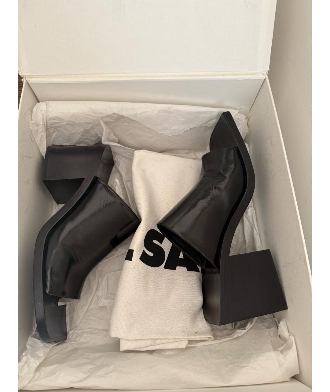 JIL SANDER Черные кожаные сабо, фото 5