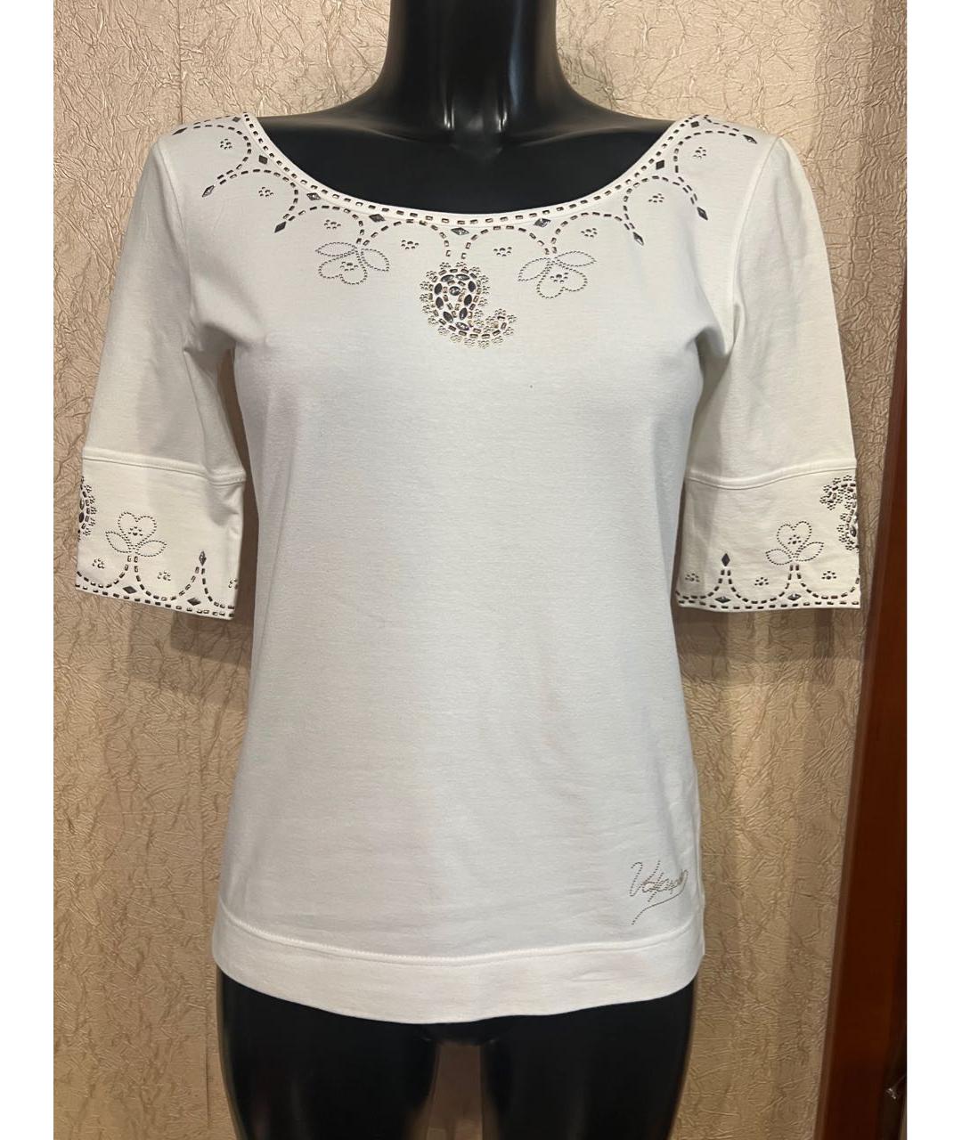 BLUMARINE Белая хлопко-эластановая футболка, фото 9