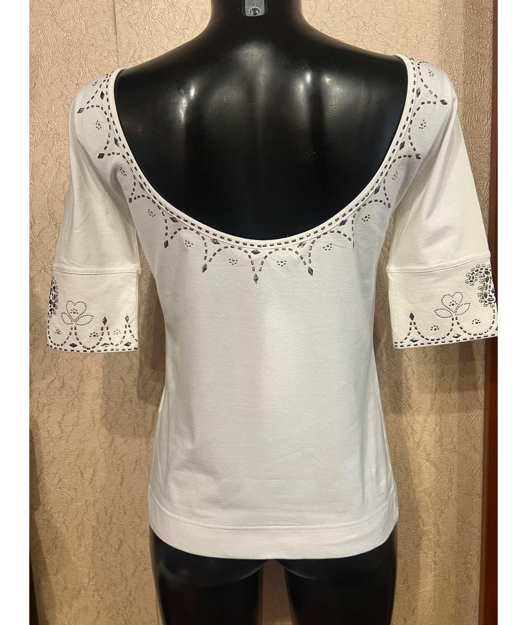 BLUMARINE Белая хлопко-эластановая футболка, фото 8