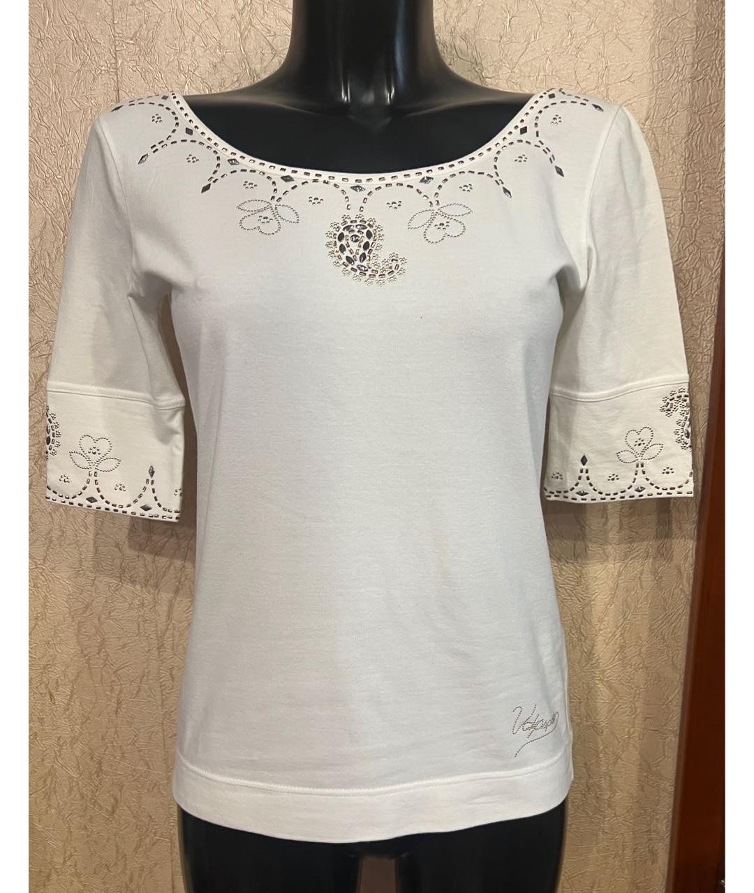 BLUMARINE Белая хлопко-эластановая футболка, фото 5
