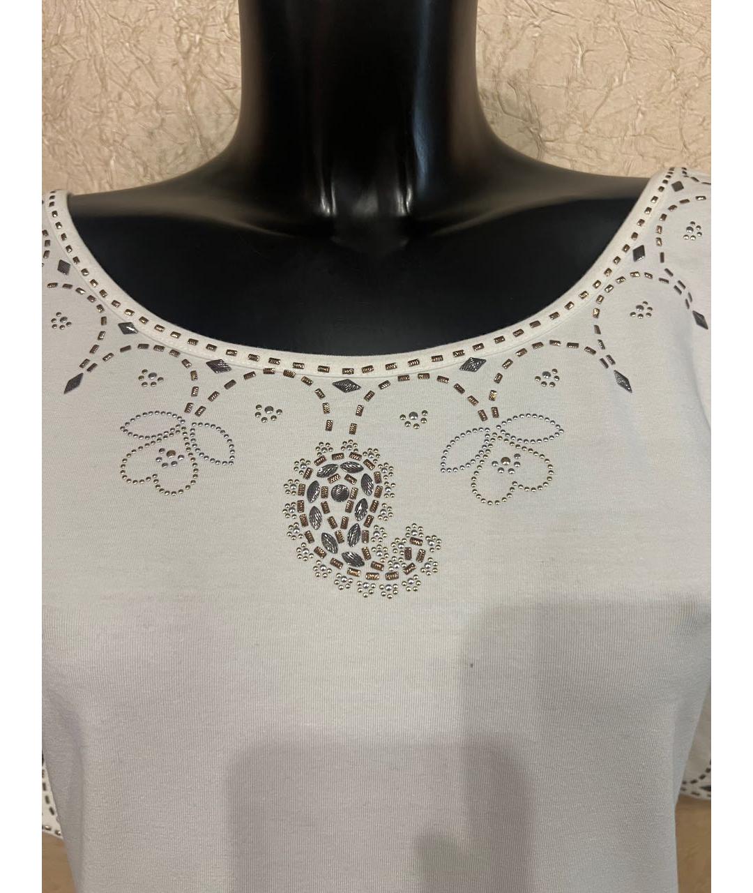 BLUMARINE Белая хлопко-эластановая футболка, фото 2
