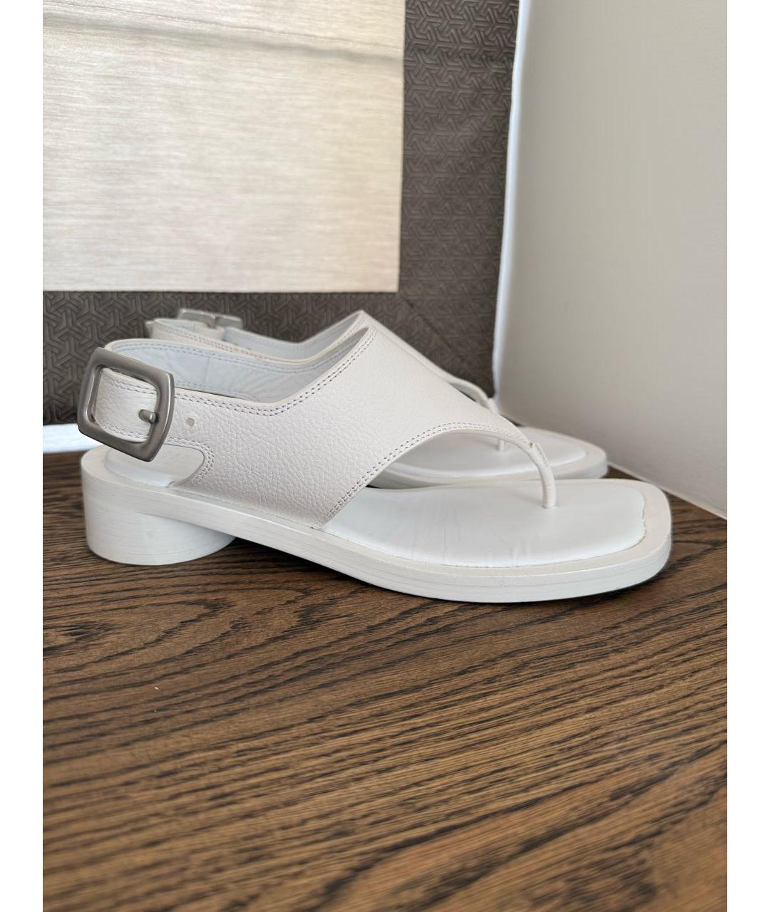 MM6 MAISON MARGIELA Белые кожаные сандалии, фото 6