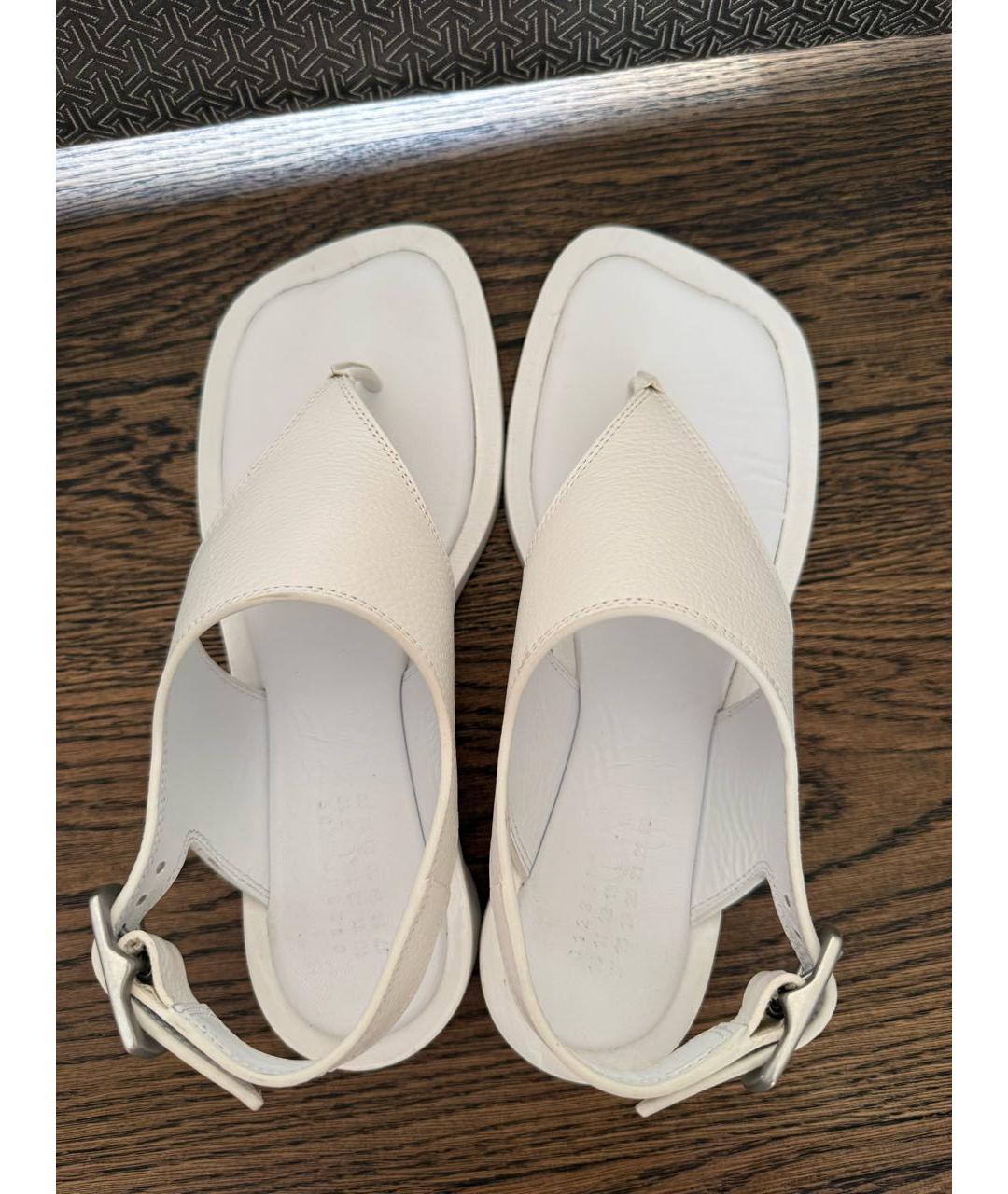 MM6 MAISON MARGIELA Белые кожаные сандалии, фото 3