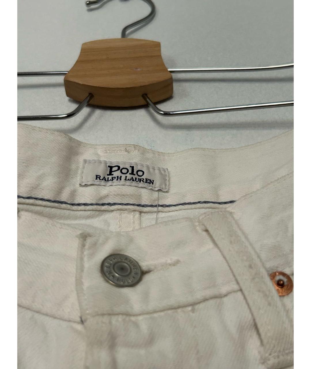 POLO RALPH LAUREN Белые хлопковые джинсы слим, фото 2