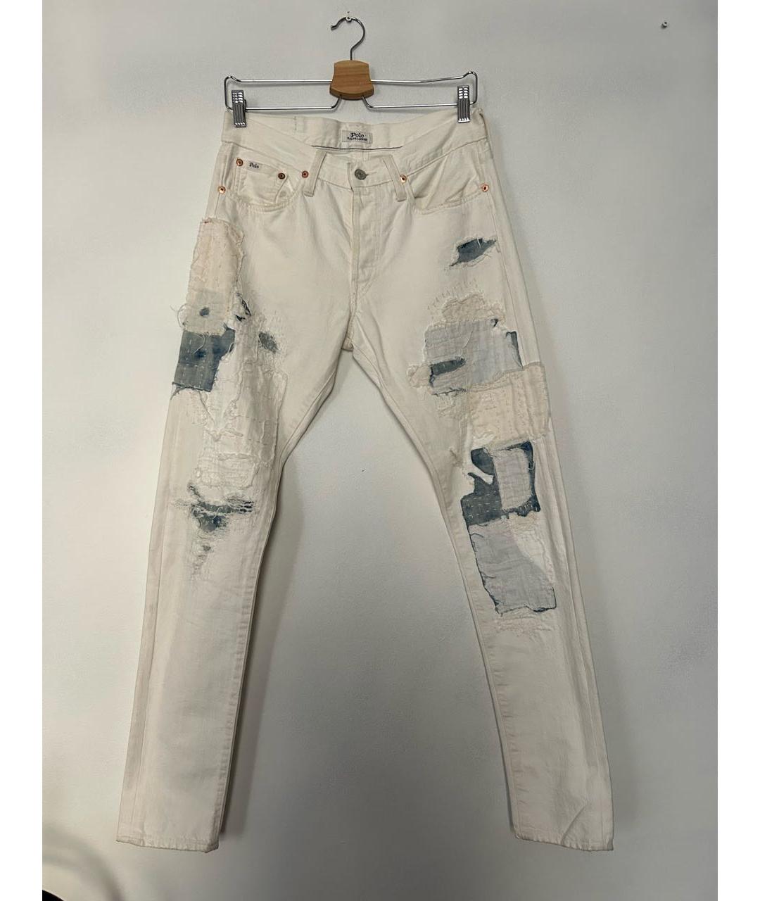POLO RALPH LAUREN Белые хлопковые джинсы слим, фото 9