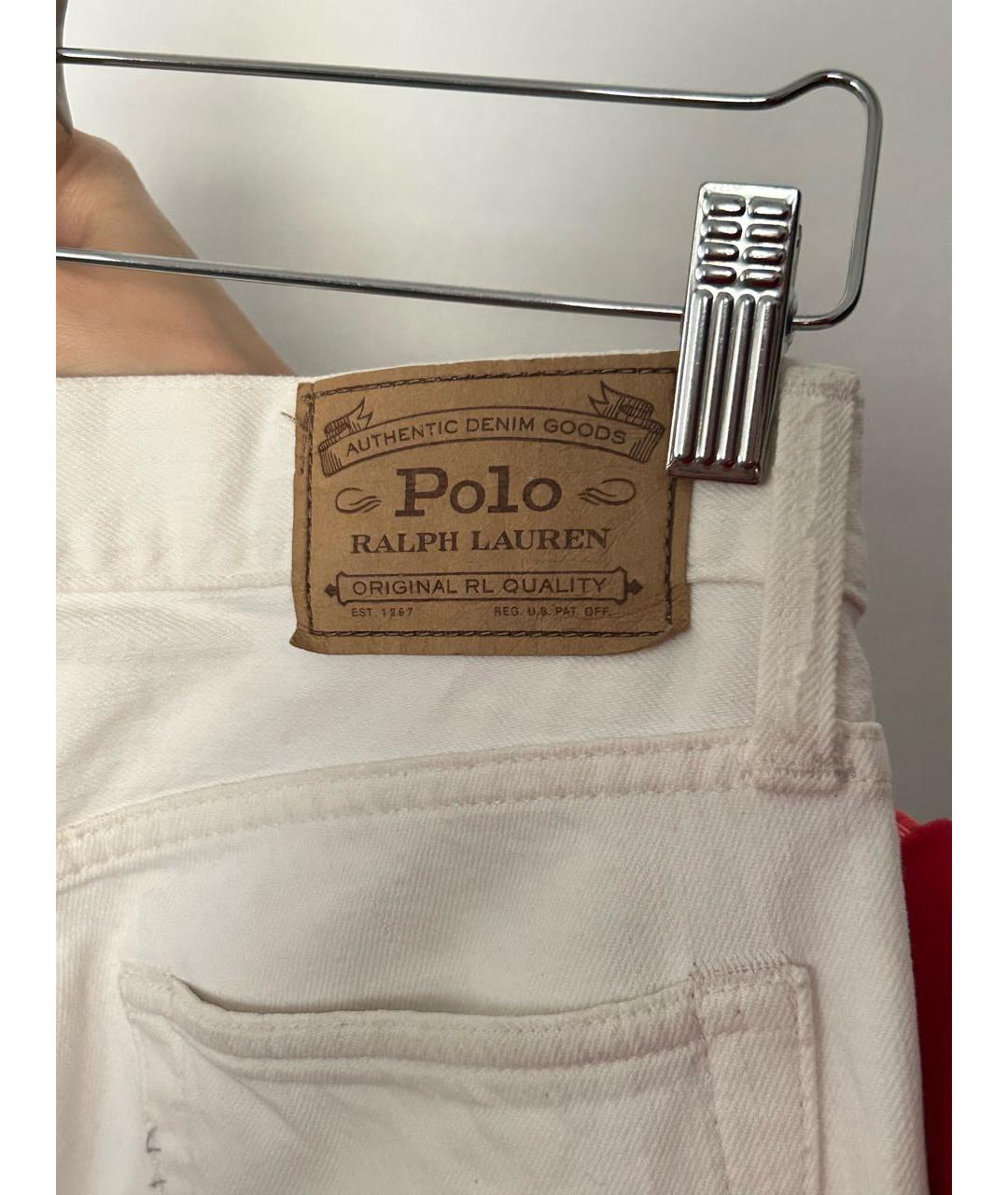 POLO RALPH LAUREN Белые хлопковые джинсы слим, фото 4