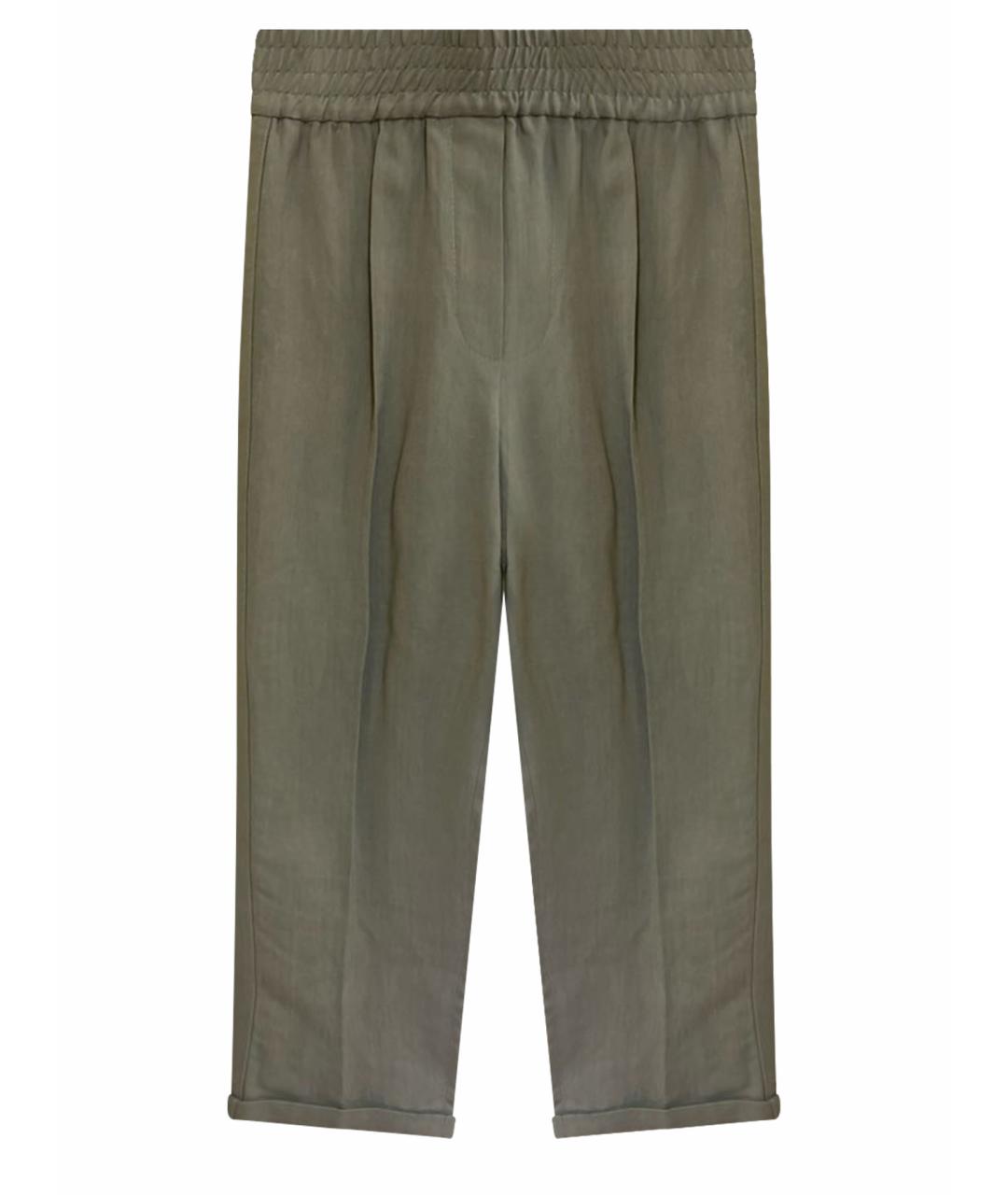 BRUNELLO CUCINELLI Антрацитовые вискозные прямые брюки, фото 1