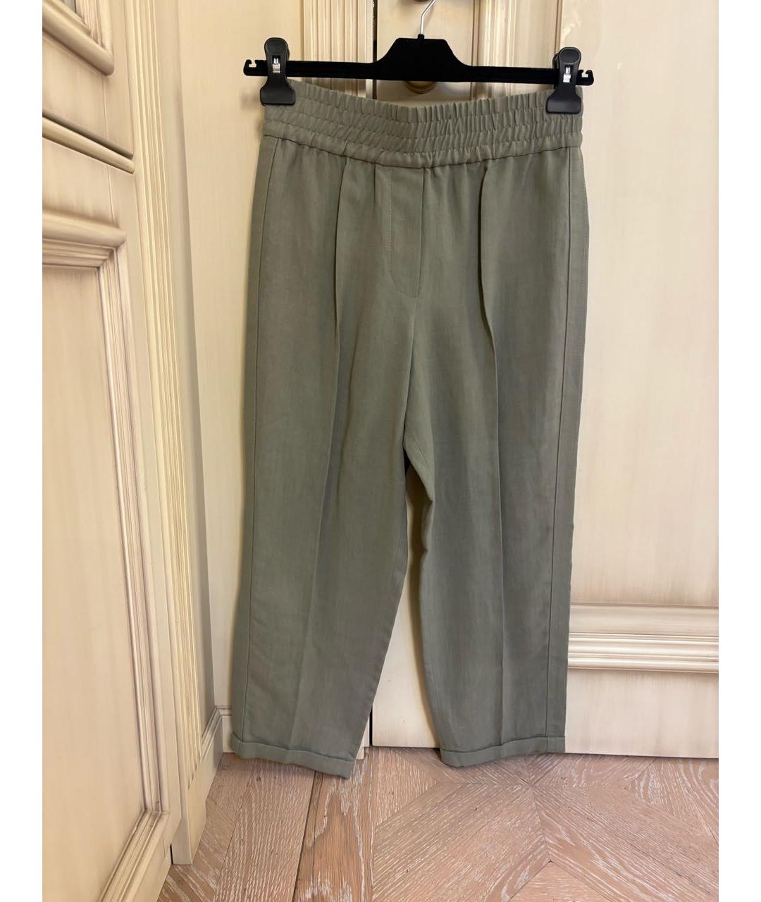 BRUNELLO CUCINELLI Антрацитовые вискозные прямые брюки, фото 5