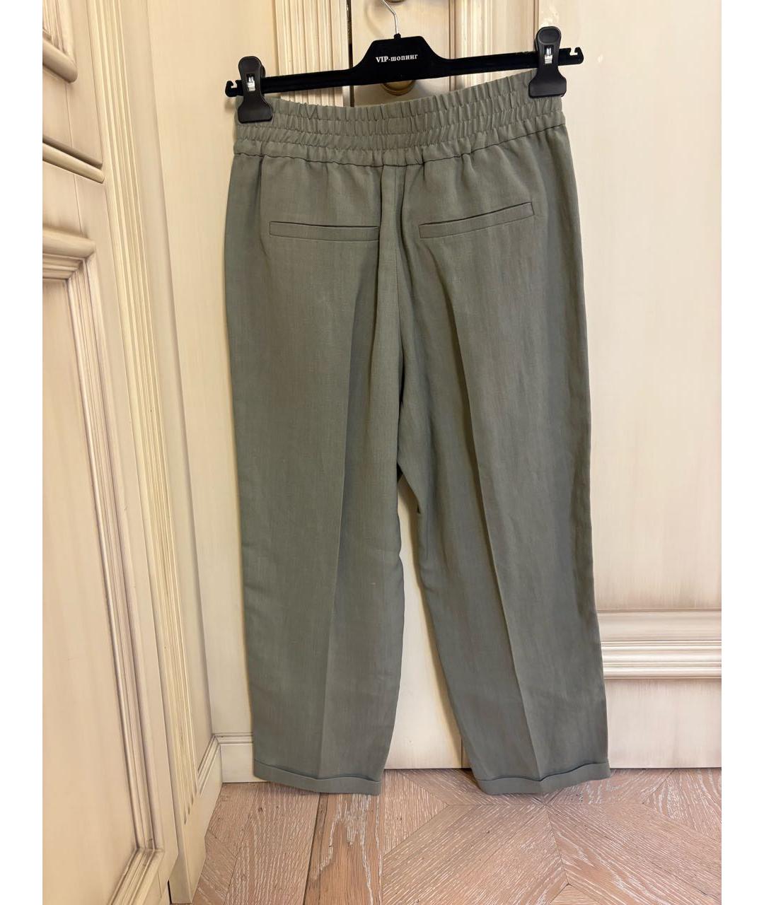 BRUNELLO CUCINELLI Антрацитовые вискозные прямые брюки, фото 2