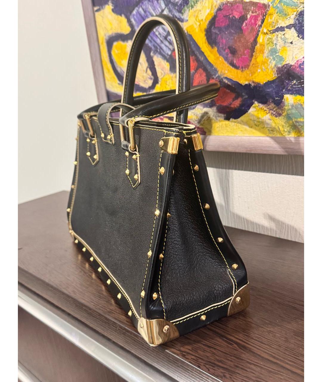 LOUIS VUITTON Черная кожаная сумка с короткими ручками, фото 2