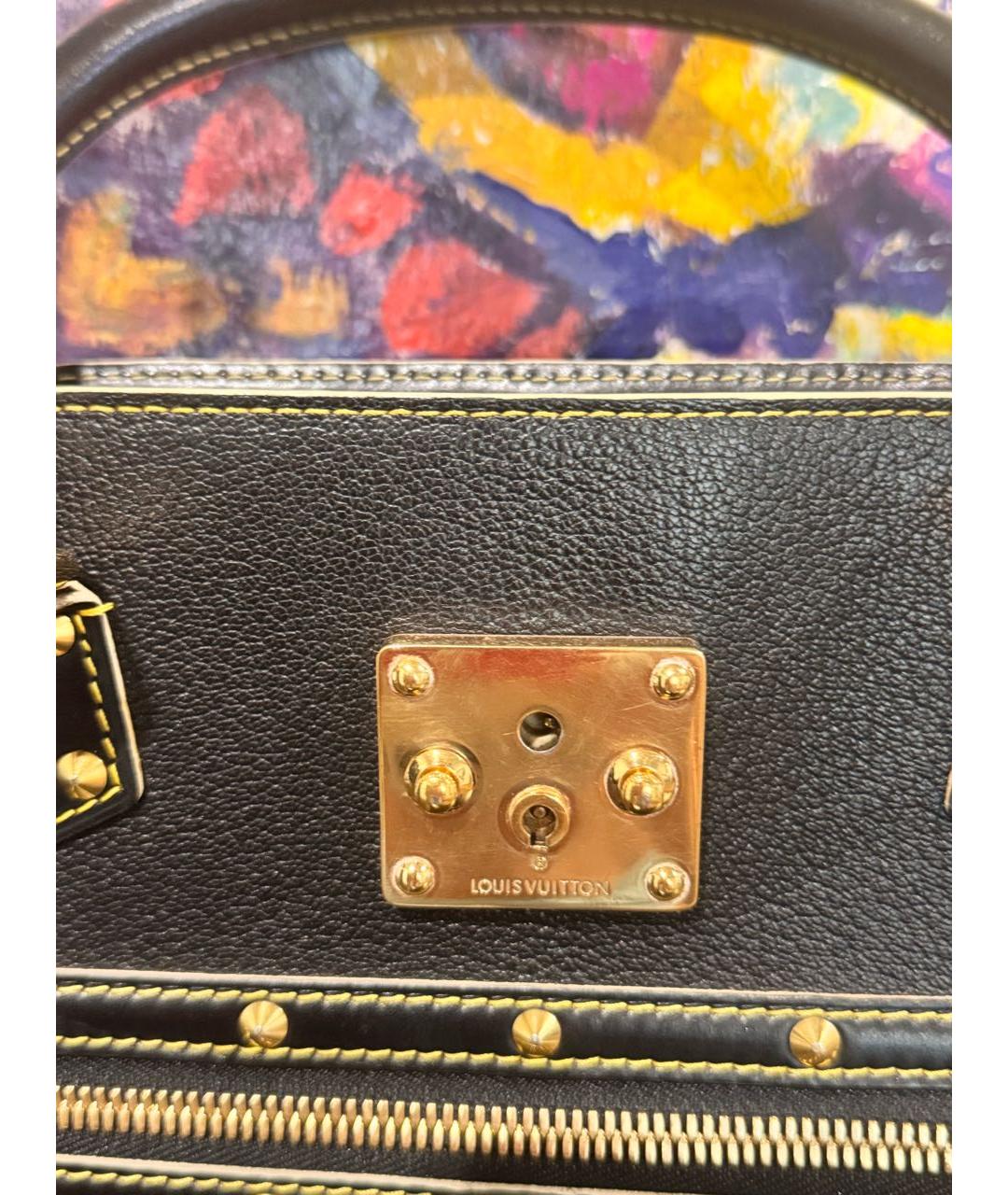 LOUIS VUITTON Черная кожаная сумка с короткими ручками, фото 6