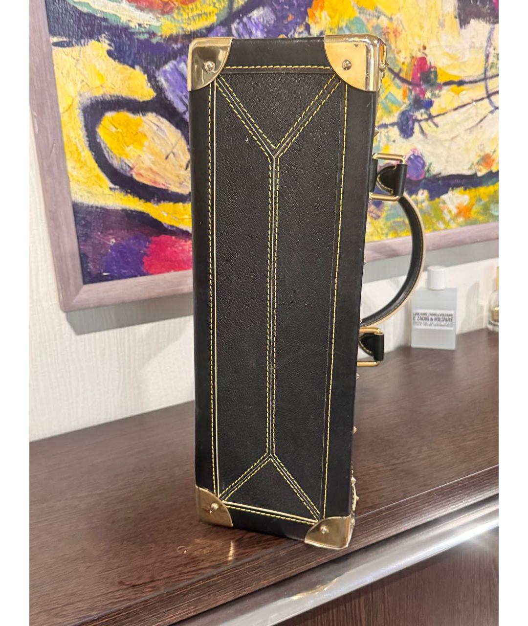 LOUIS VUITTON Черная кожаная сумка с короткими ручками, фото 8