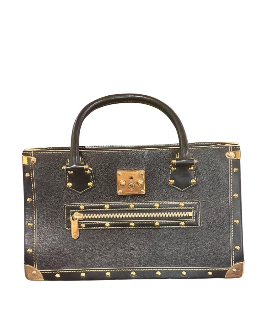 LOUIS VUITTON Черная кожаная сумка с короткими ручками, фото 1
