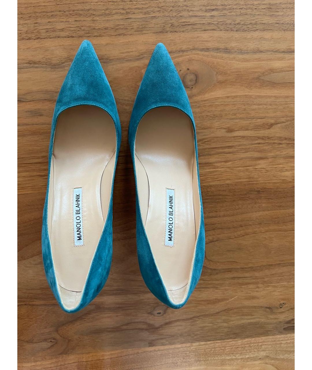 MANOLO BLAHNIK Бирюзовые замшевые туфли, фото 3