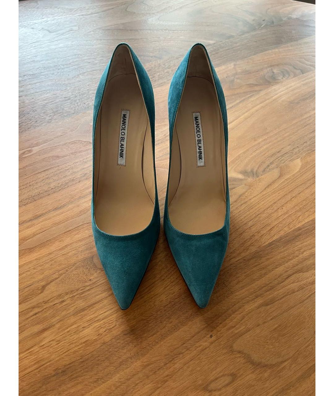 MANOLO BLAHNIK Бирюзовые замшевые туфли, фото 2