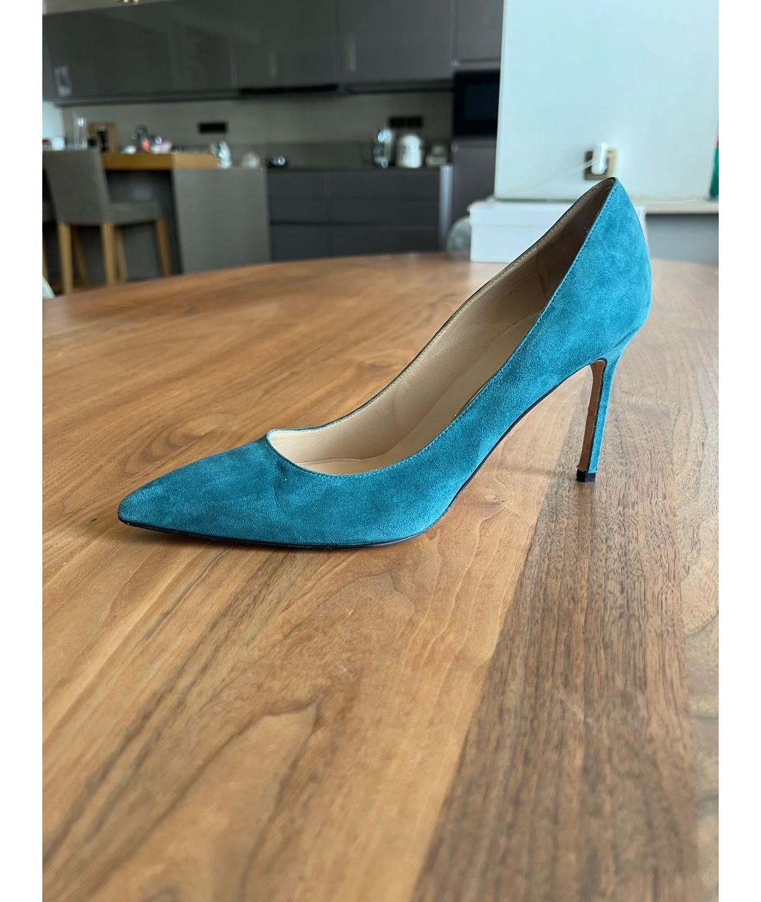 MANOLO BLAHNIK Бирюзовые замшевые туфли, фото 9