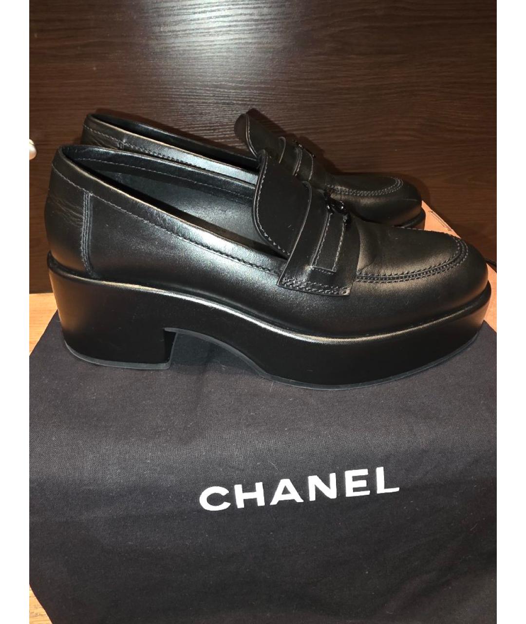 CHANEL Черные кожаные лоферы, фото 7