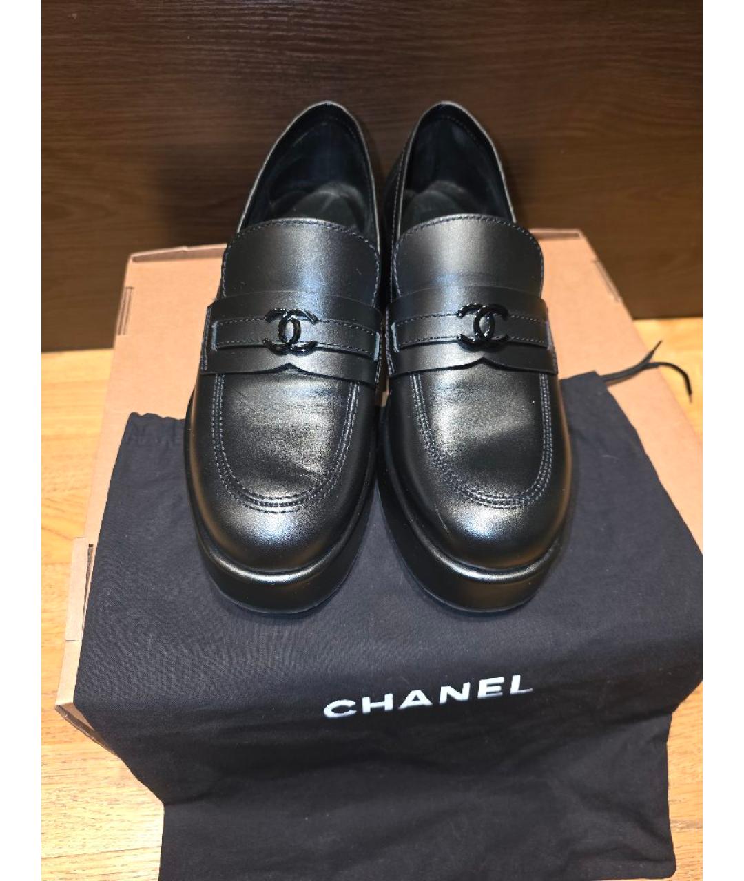 CHANEL Черные кожаные лоферы, фото 2