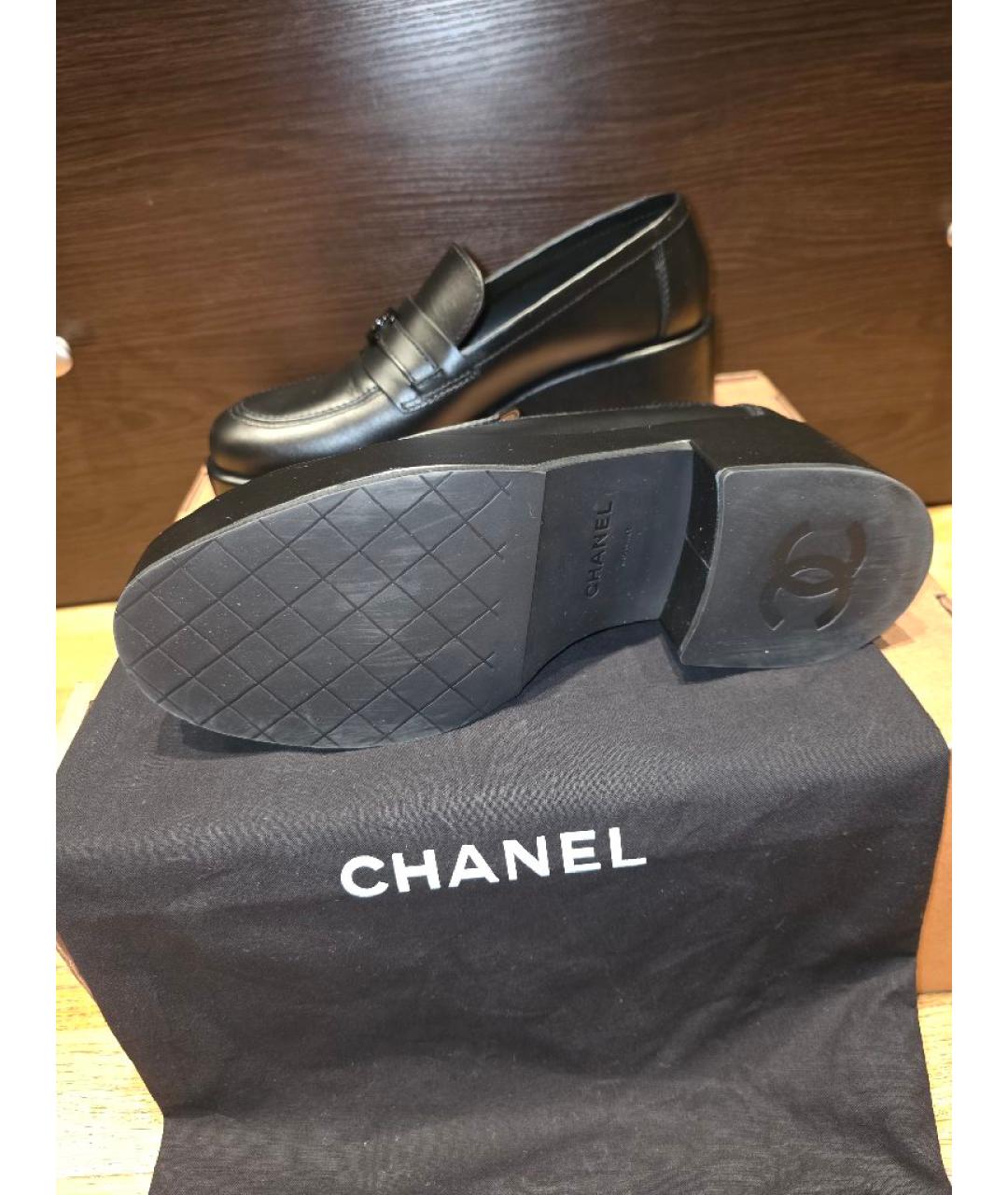 CHANEL Черные кожаные лоферы, фото 5