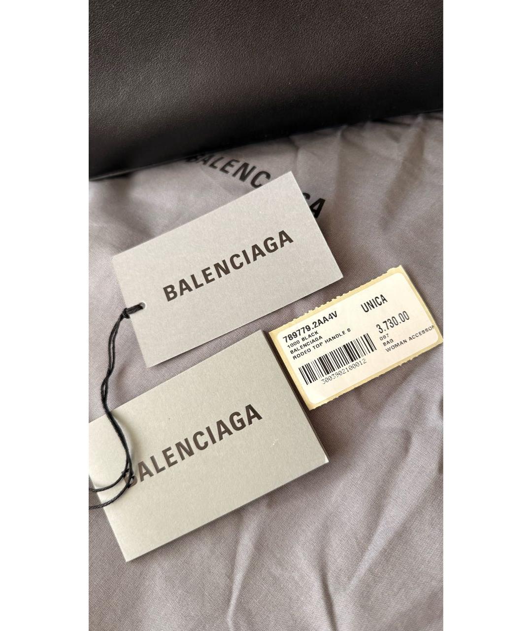 BALENCIAGA Черная кожаная сумка с короткими ручками, фото 7