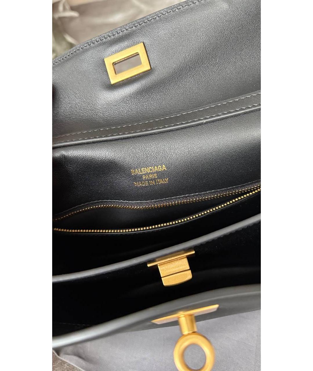 BALENCIAGA Черная кожаная сумка с короткими ручками, фото 5