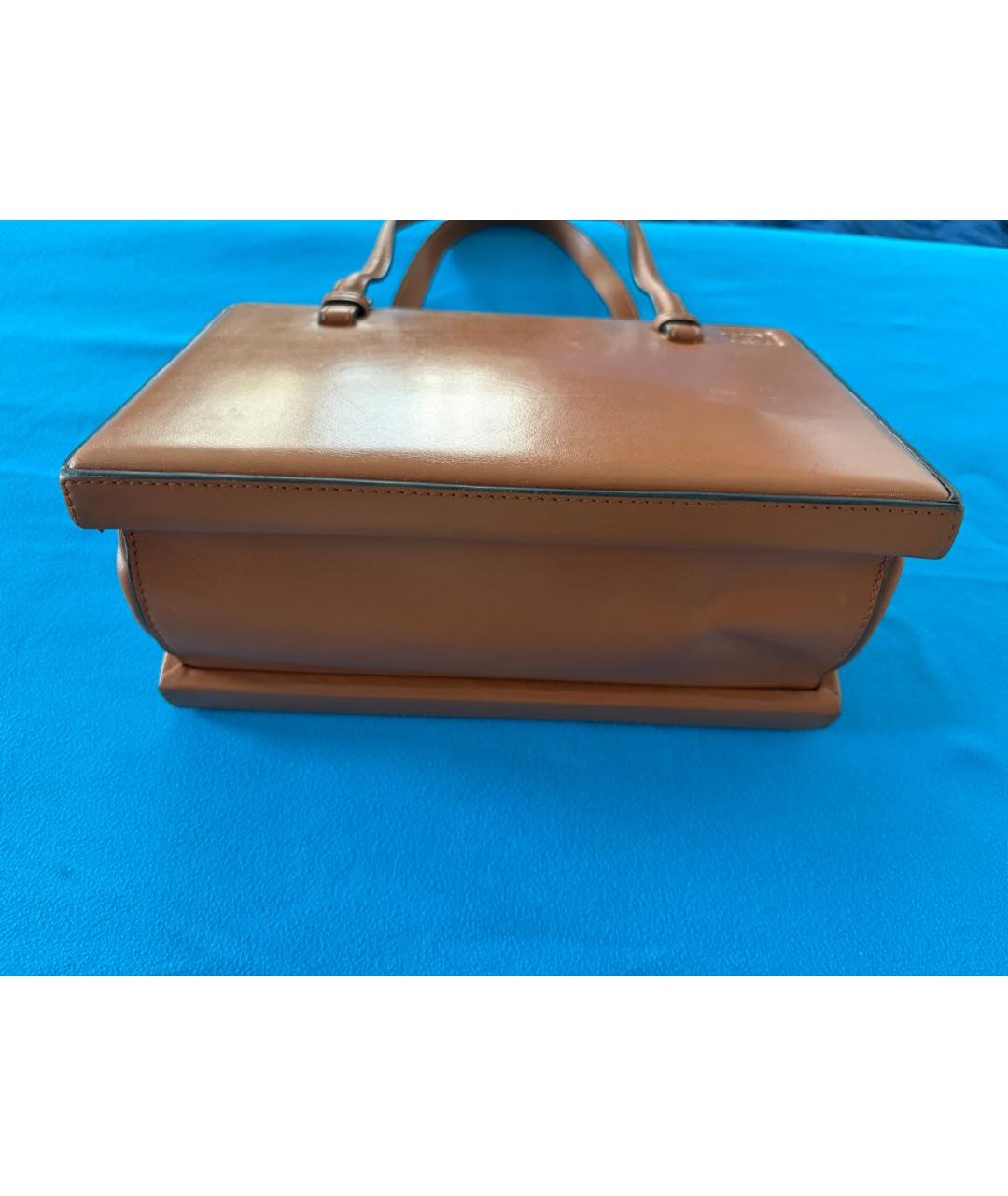LOEWE Коричневая кожаная сумка с короткими ручками, фото 5
