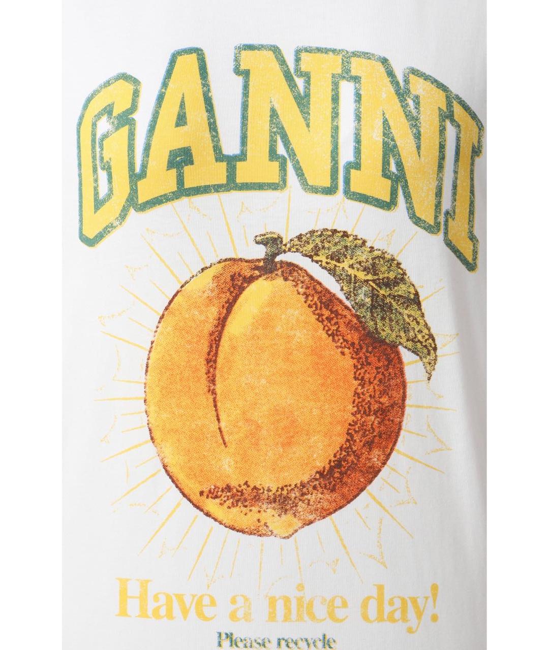 GANNI Белая хлопковая футболка, фото 4