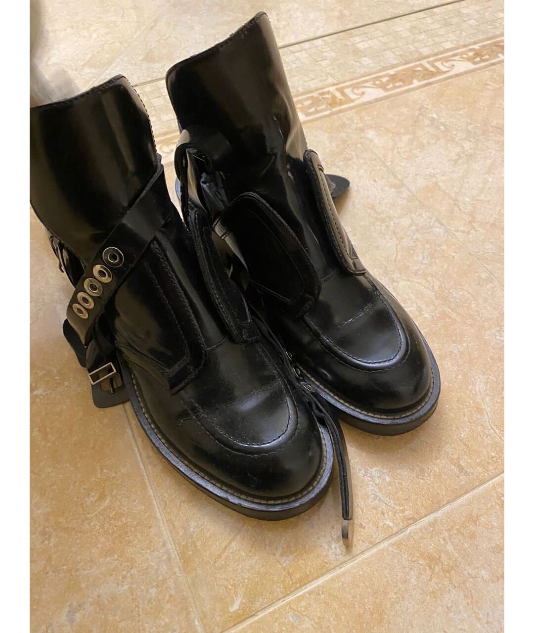 BALENCIAGA Черные кожаные ботинки, фото 2