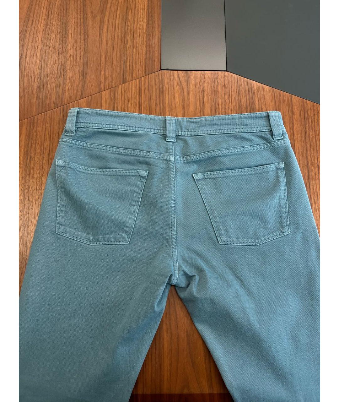LORO PIANA Голубые хлопковые прямые джинсы, фото 3