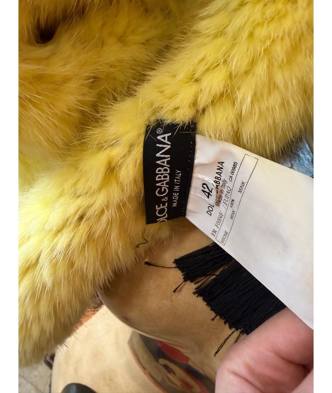 DOLCE&GABBANA Желтая меховая шуба, фото 7