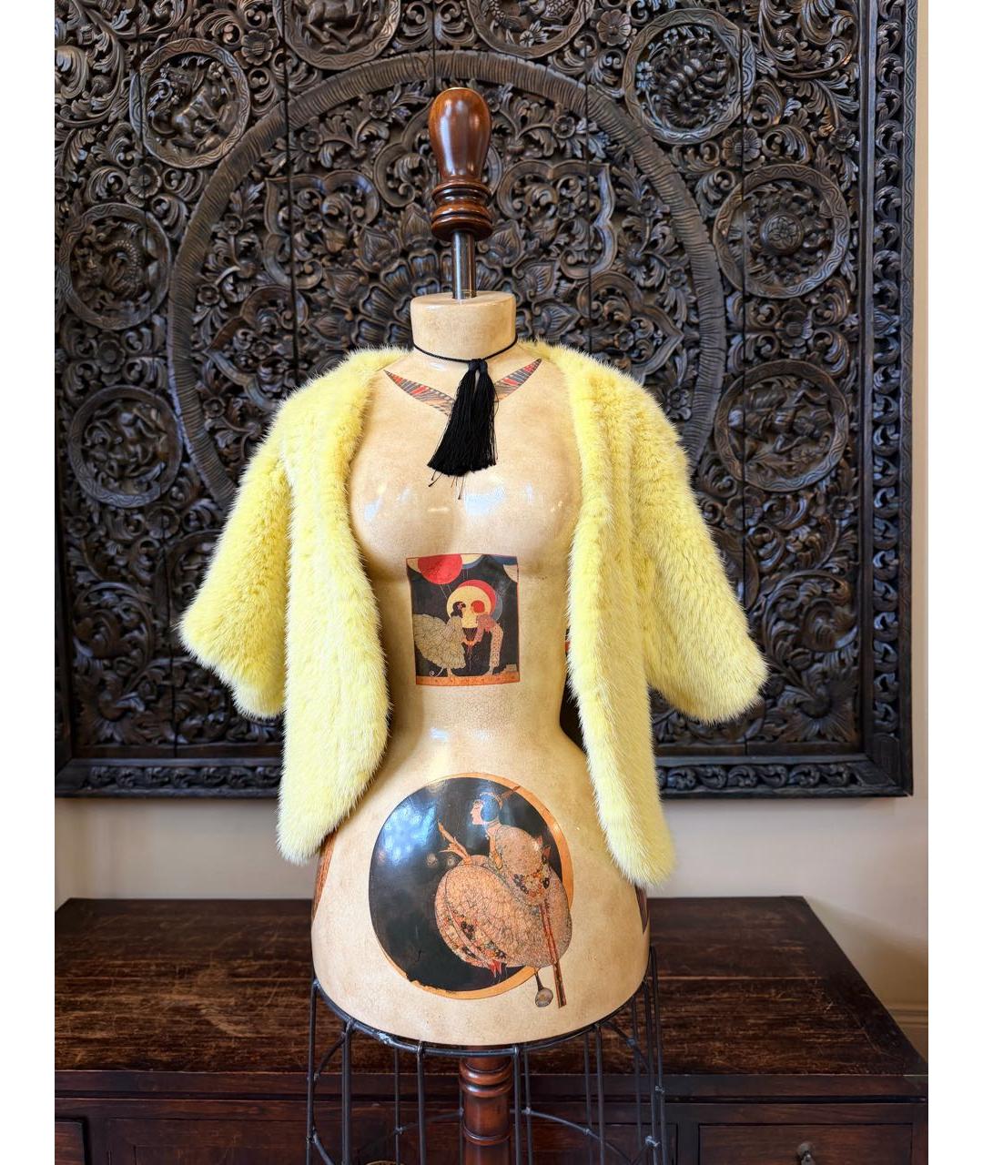 DOLCE&GABBANA Желтая меховая шуба, фото 2