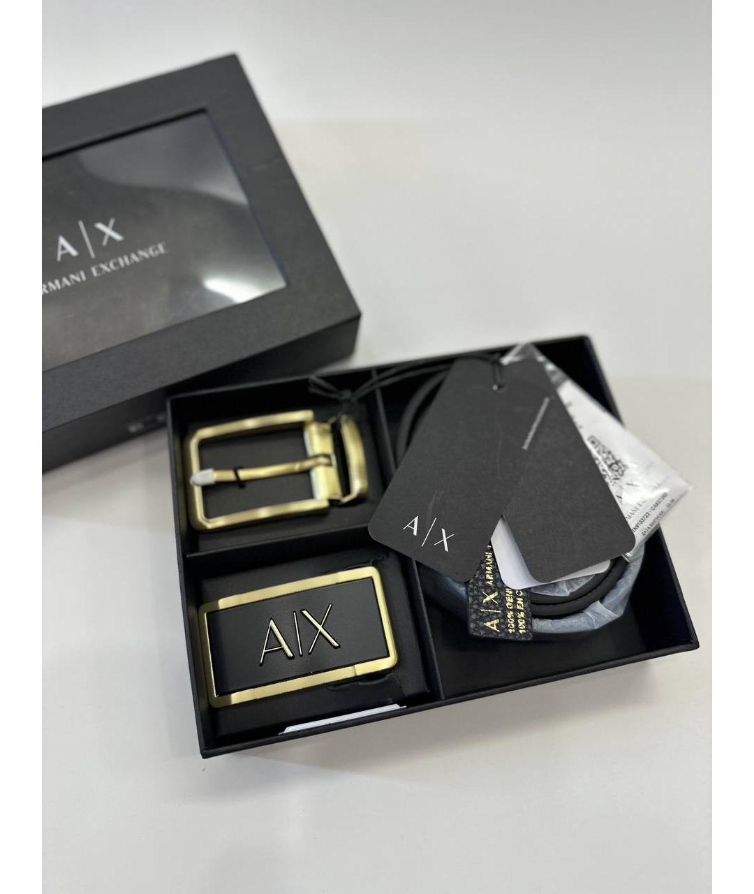 ARMANI EXCHANGE Черный кожаный ремень, фото 3