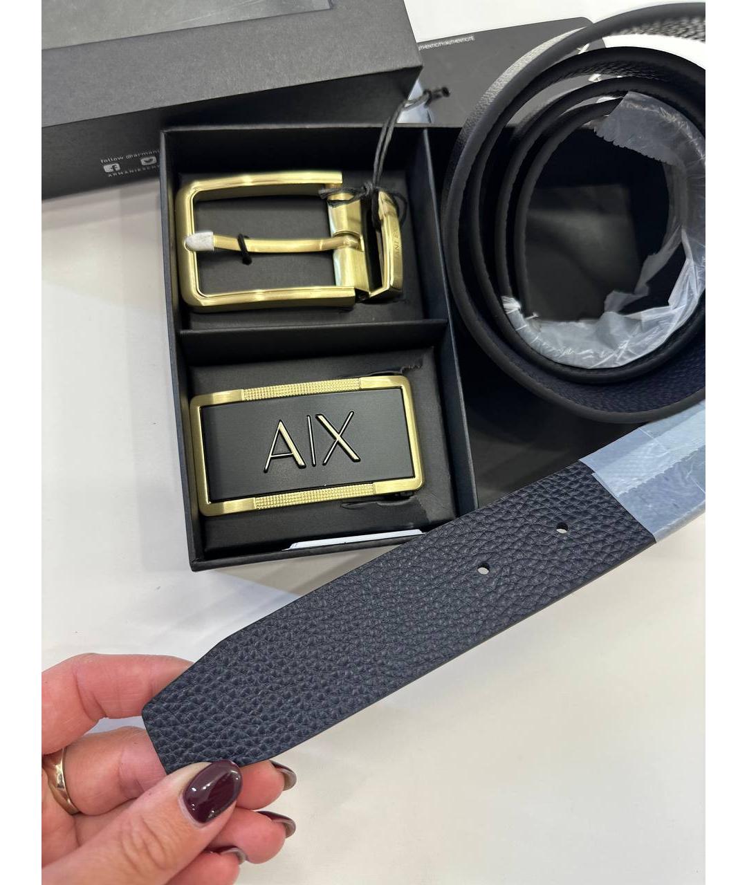 ARMANI EXCHANGE Черный кожаный ремень, фото 6